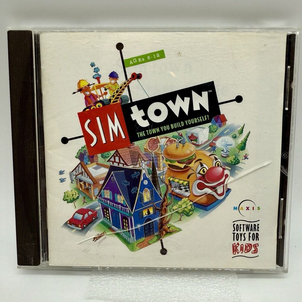 Sim Town‎ PC CD-ROM Win Mac Game Case And Manual Tested See Notes